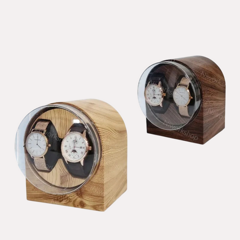Remontoir Double Montres Ultra-Compact Effet Bois