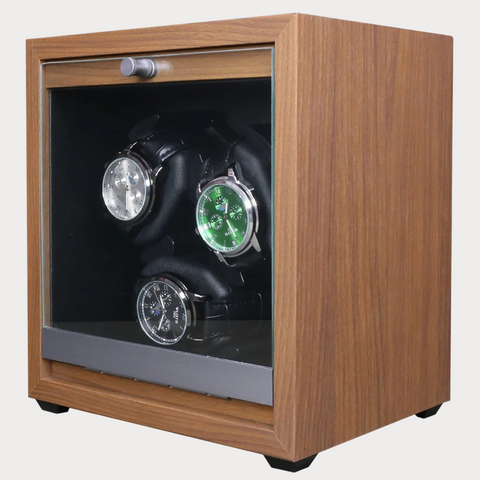 Remontoir Montre Automatique Bois Noyer LED