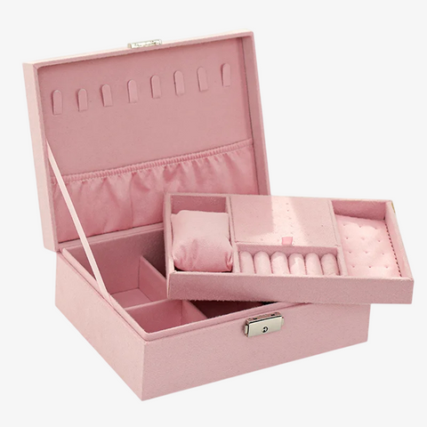 Coffret Bijoux Velours Vintage Double Étage