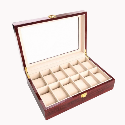Coffret Bois Rangement Montres 12 Emplacements